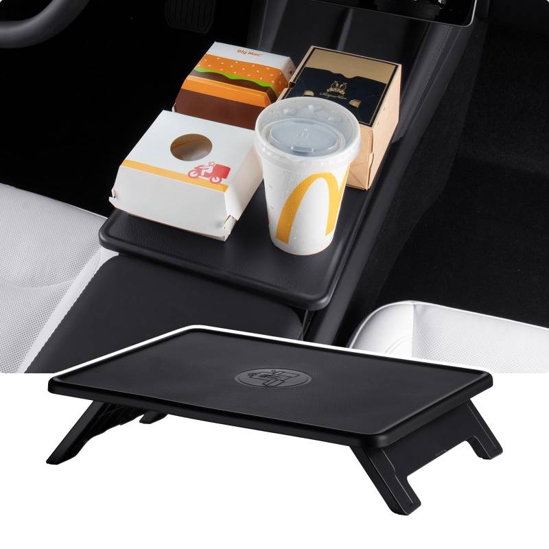 BASENOR Tesla Modell 3-Y Mittelkonsole Table Tray Anti-Rutsch Faltbares Auto Essen Laptop Schreibtisch für Road Trips, Modell 3 Highland Interior Zubehör 2024 2025 Modell Y 2025 Juniper von BASENOR