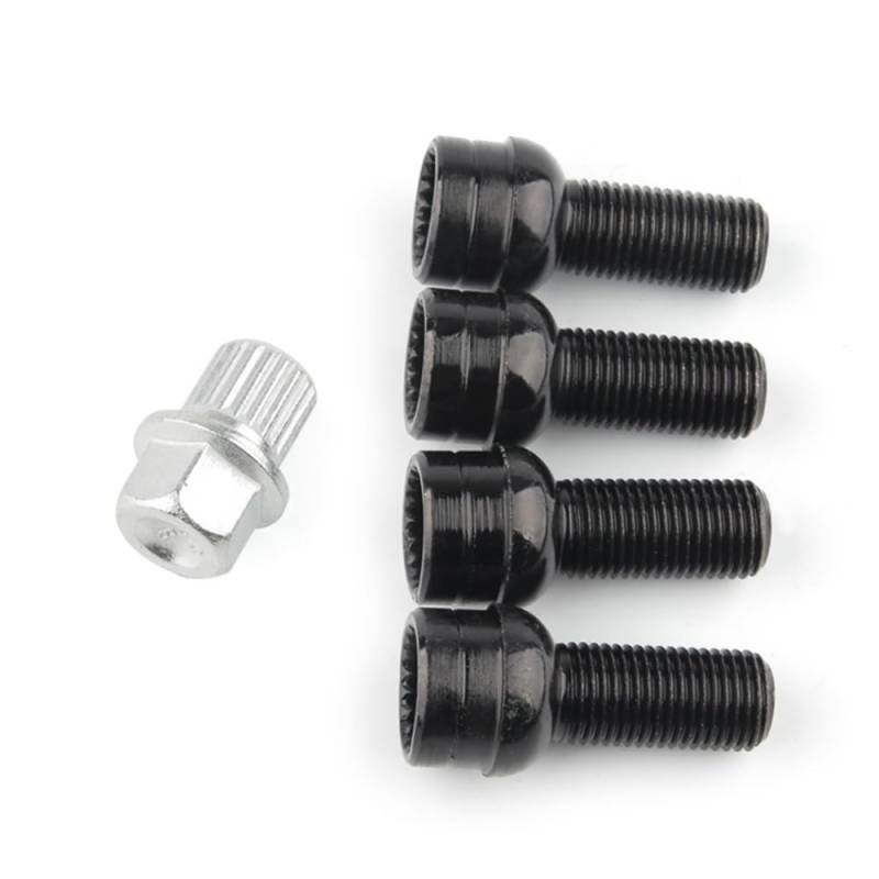 BASPHHH Felgenschraube Kompatibel mit VW für Beetle 1999-2010 Felgenbolzen Schlüsselsicherung Radmuttern-Set M14 x 1,5 8D0601139F von BASPHHH