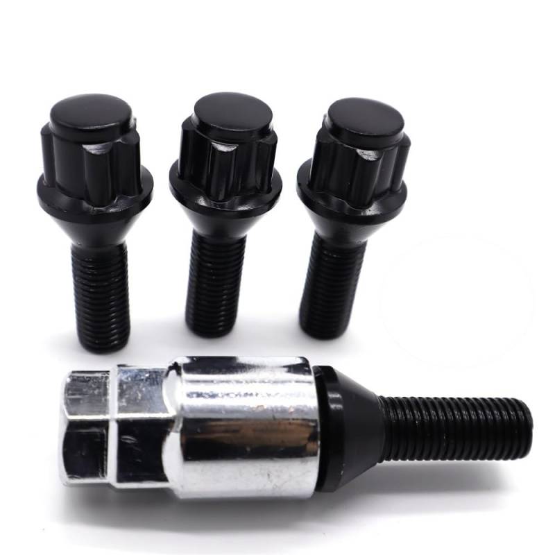 BASPHHH Felgenschraube Kompatibel mit VW für Caddy 2004-2023 Auto Alufelgen Sicherungsschrauben Muttern Ösen M12 x 1,5 von BASPHHH
