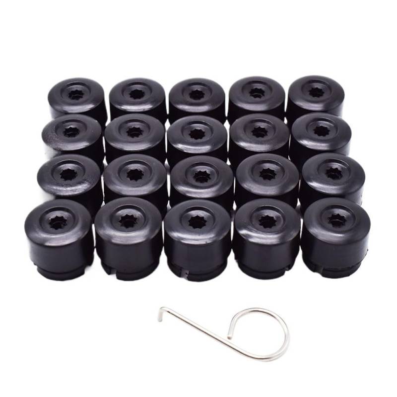 BASPHHH Felgenschraube Kompatibel mit VW für Transporter für T5 für T6 2003-2020 Auto-Radmutter-Schraubenkopfabdeckungen Kappen 19mm Schwarz + Werkzeug von BASPHHH