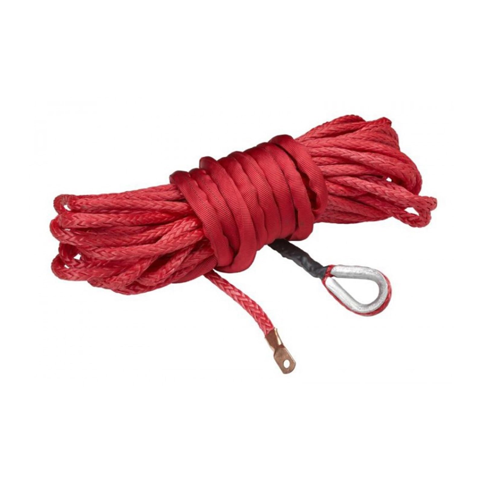10 mm, 30 m, 12 Stränge, UHMWPE, Synthetisches 4 x 4-ATV-Windenseil mit Kausche for Geländewagen, ATV, UTV, SUV(Rood) von BASSFLY