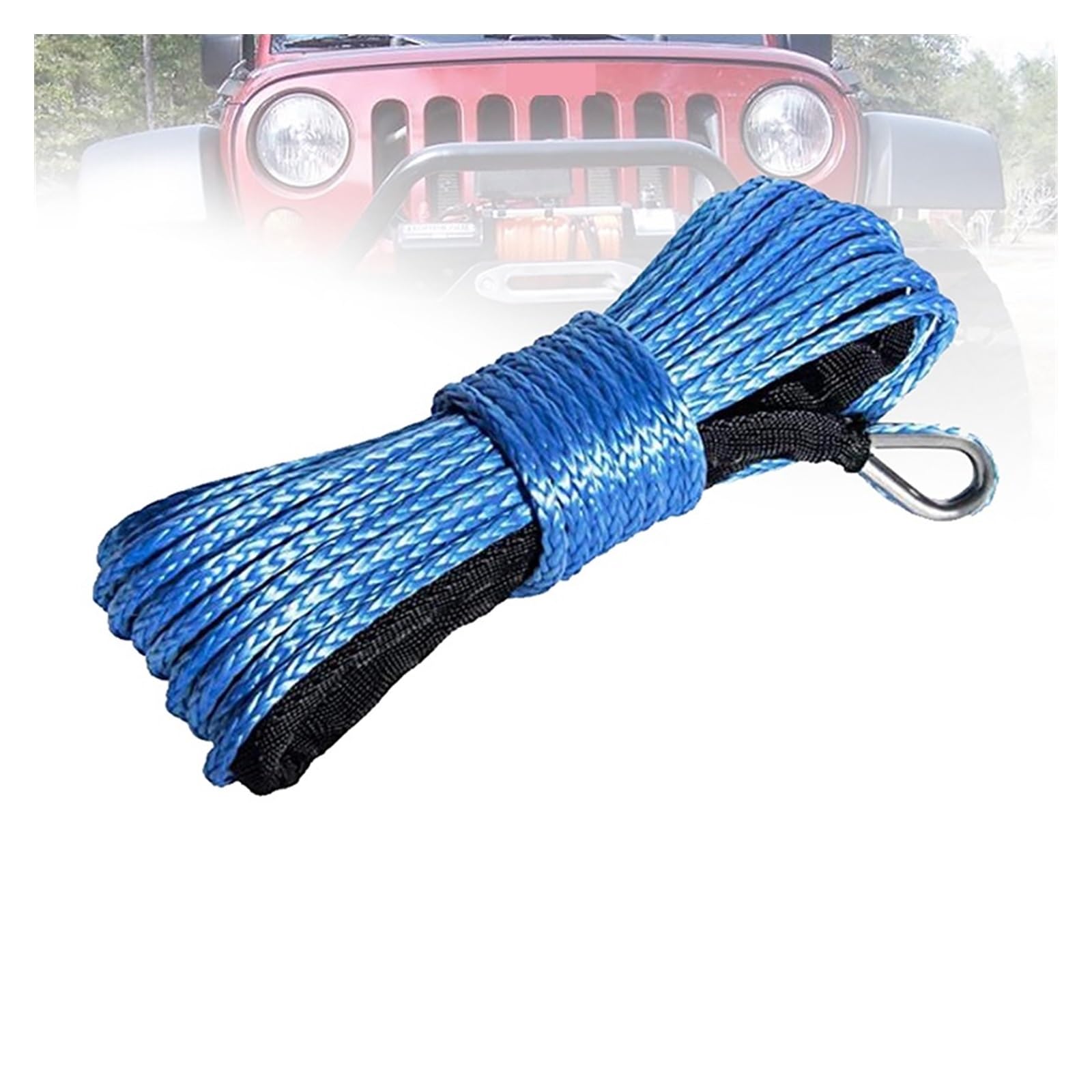 10 mm x 15 m UHMWPE-Kabel, Synthetisches Windenseil, Abschleppseil for 4x4/4WD/UTV/ATV/OFF-ROAD(Blue) von BASSFLY