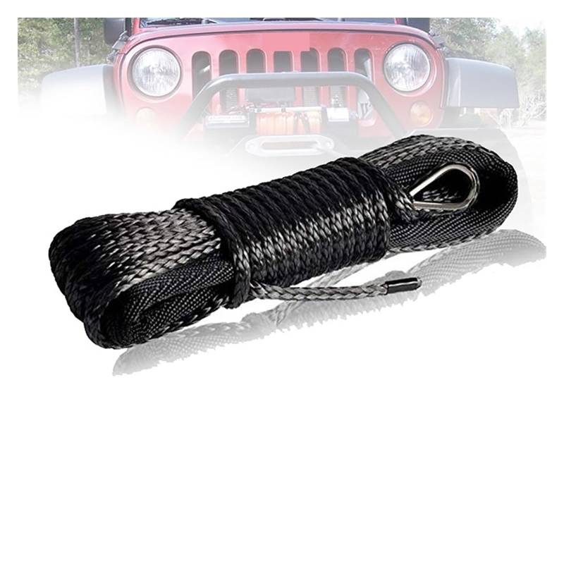 10 mm x 15 m UHMWPE-Kabel, Synthetisches Windenseil, Abschleppseil for 4x4/4WD/UTV/ATV/OFF-ROAD(Grey) von BASSFLY