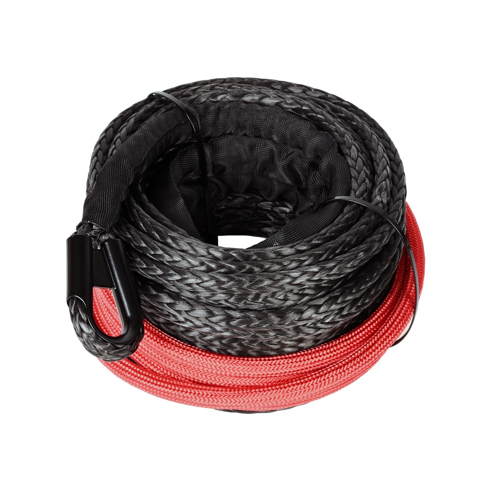 10mm x 26m 22000LBs Synthetisches Windenseil Kabelseil mit schwarzer Schutzhülse for ATV UTV SUV (schwarz) von BASSFLY