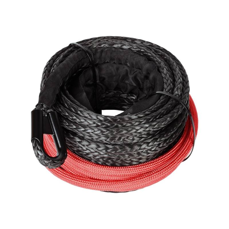 10mm x 26m 22000LBs Synthetisches Windenseil Kabelseil mit schwarzer Schutzhülse for ATV UTV SUV (schwarz) von BASSFLY