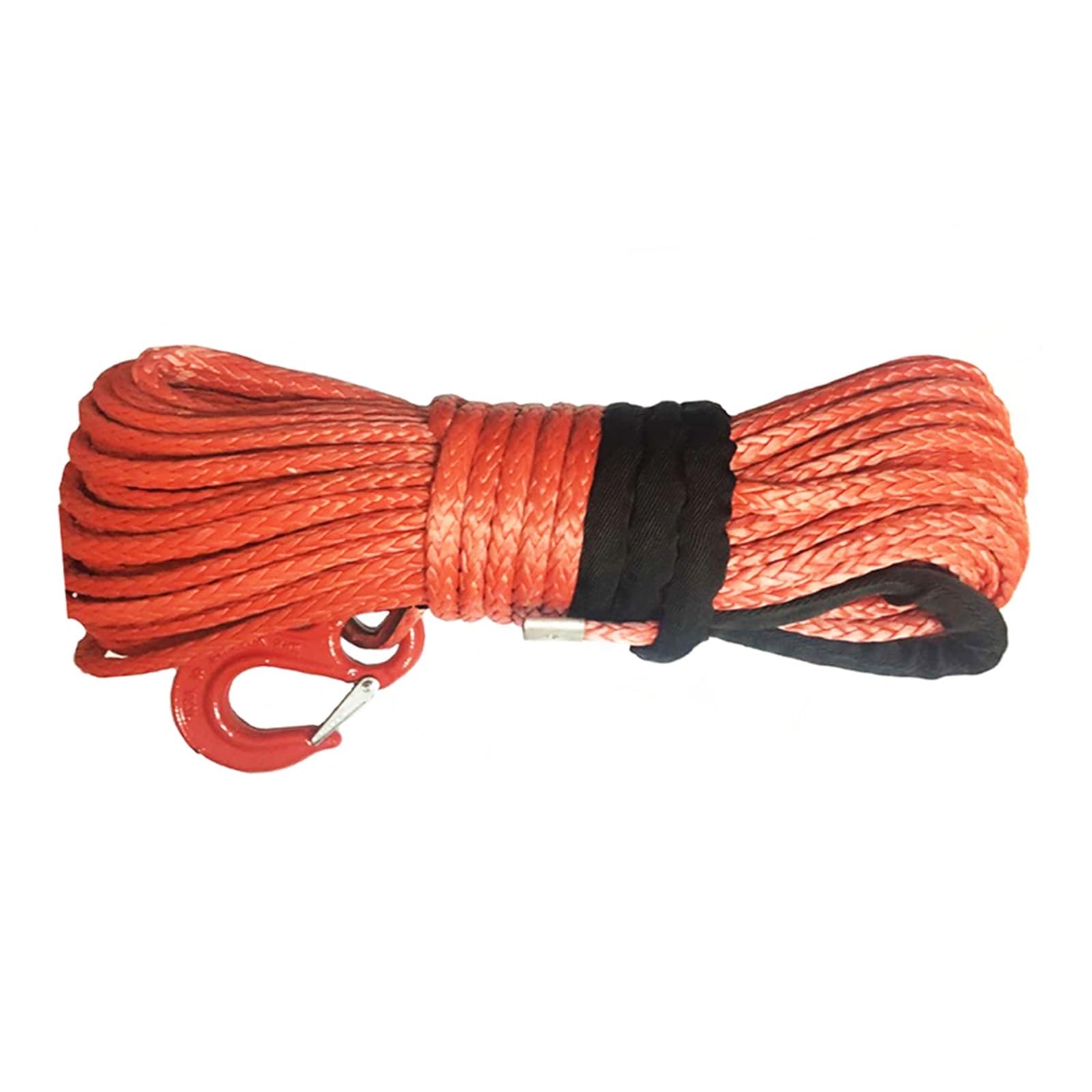 12 mm x 30 m Synthetisches Winden-LKW-Abschleppseil mit Hakenkausche und Schutzhülle(Orange) von BASSFLY
