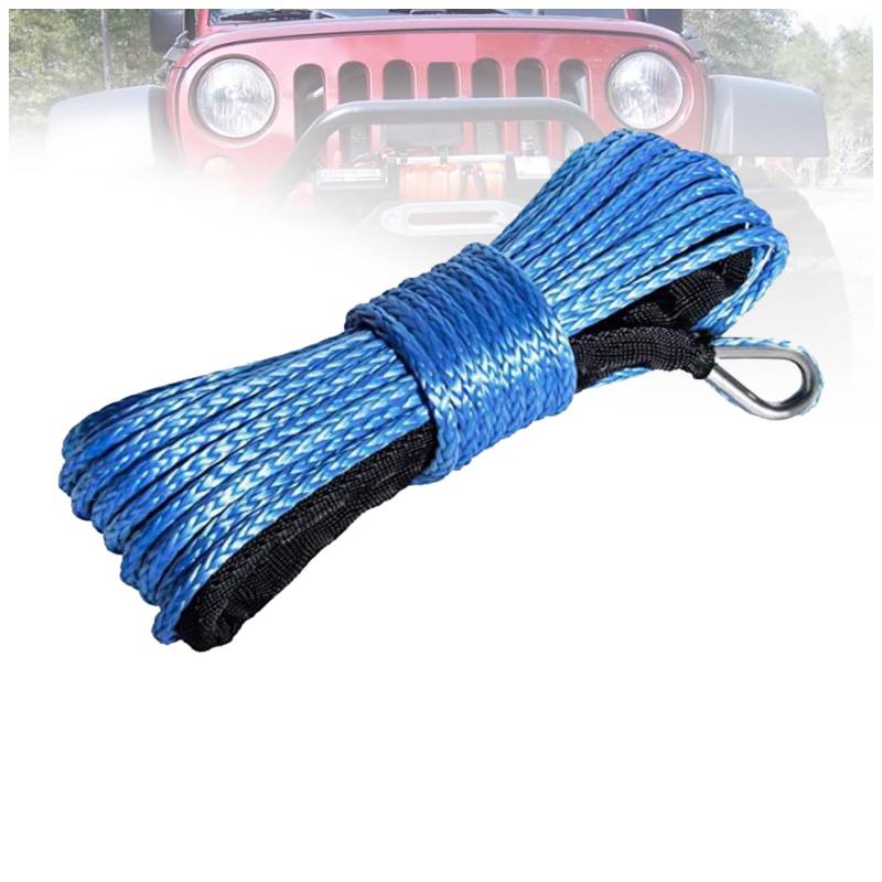 13400Lbs Windenleitungskabel Ersatz 8 mm x 15 m Synthetisches Windenseil Uhmwpe-Faser for 4x4 / ATV/Utv / 4WD(Blue) von BASSFLY