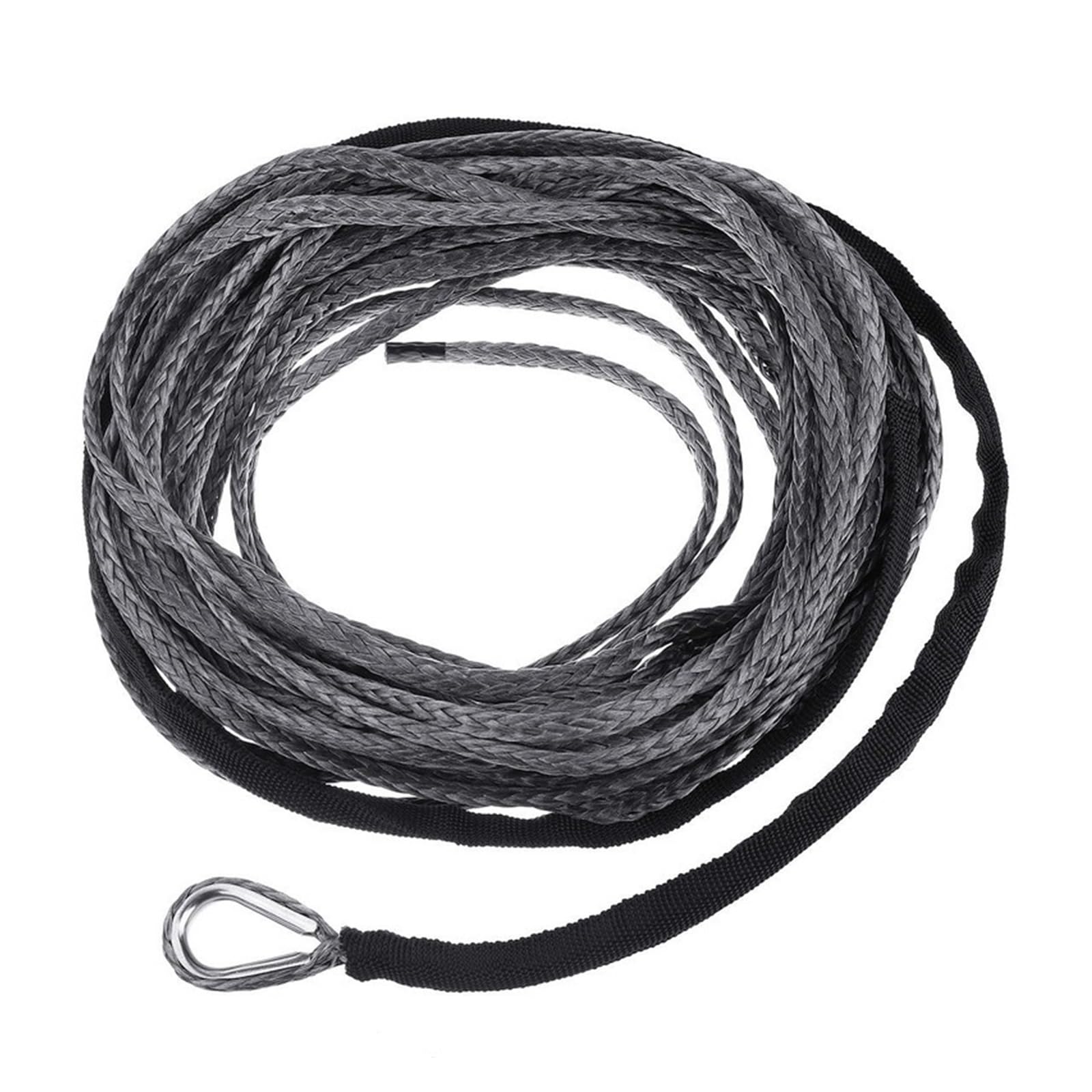 15 m, 6 mm, 7700 lbs, Synthetisches Windenseil, Leitungskabel mit Mantel, ATV, UTV, Winde, graues Abschleppseil, Autowaschanlage, Wartung, automatische Schnur(Gris) von BASSFLY