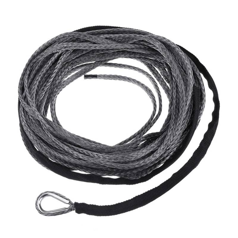 15 m, 6 mm, 7700 lbs, Synthetisches Windenseil, Leitungskabel mit Mantel, ATV, UTV, Winde, graues Abschleppseil, Autowaschanlage, Wartung, automatische Schnur(Gris) von BASSFLY
