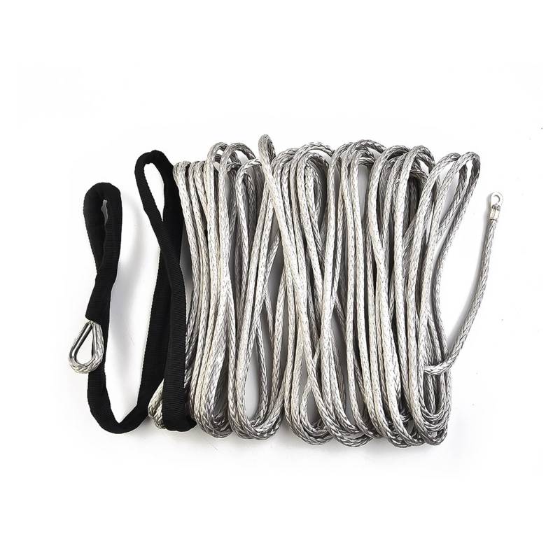 15 m, 7700 lbs, hochfestes Synthetisches Windenseil, Seil, Schleppseil mit Mantel, graue Wartungsschnur for ATV, UTV, Off-Road von BASSFLY