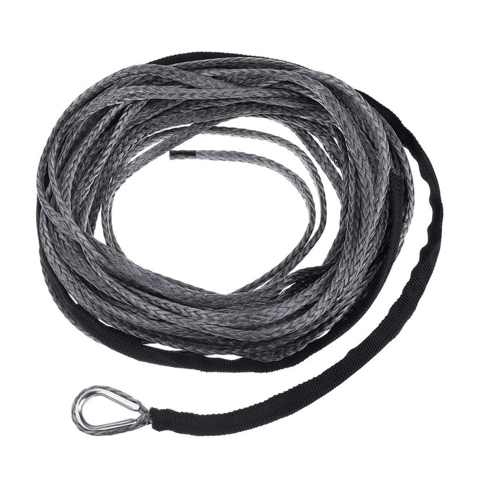 15 m 6 mm/7 mm Abschleppwindenkabel, Seilschnur, Kunstfaser, 5800 lbs/7700 lbs/9300 lbs for ATV UTV SUV 4X4 4WD(7mmx15m Grey) von BASSFLY