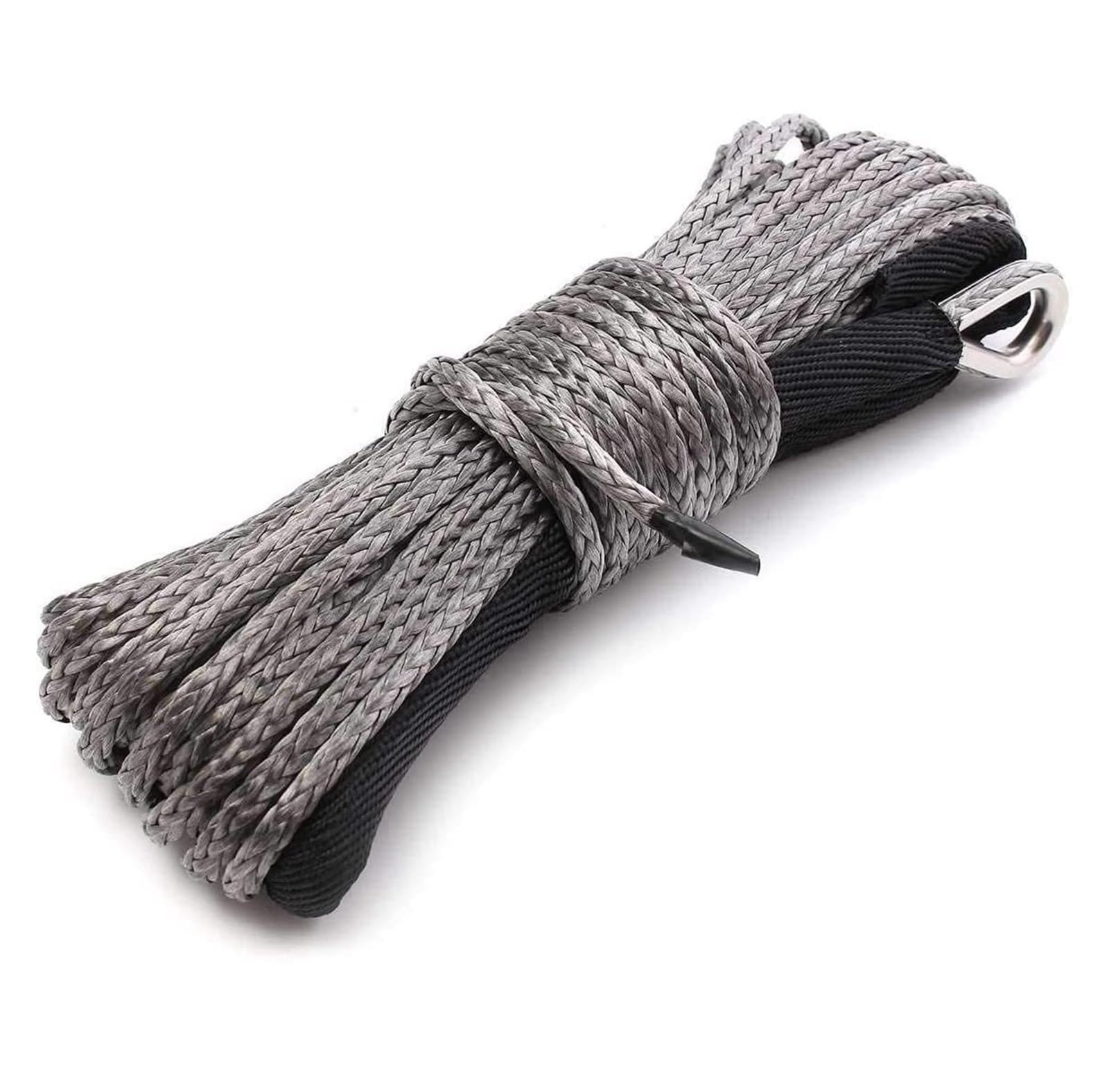 15 m 6 mm Abschleppwindenseil, Schnurschnur aus synthetischer Faser, 5500 lbs/7000 lbs/7700 lbs for ATV UTV SUV 4X4 4WD(6mm 15M Gray) von BASSFLY