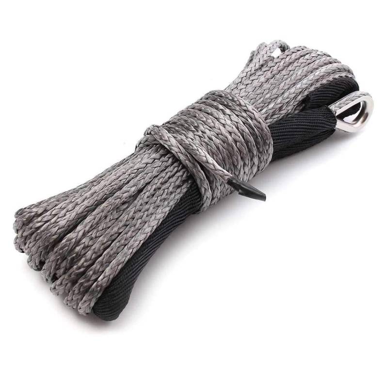 15 m 6 mm Abschleppwindenseil, Schnurschnur aus synthetischer Faser, 5500 lbs/7000 lbs/7700 lbs for ATV UTV SUV 4X4 4WD(6mm 15M Gray) von BASSFLY