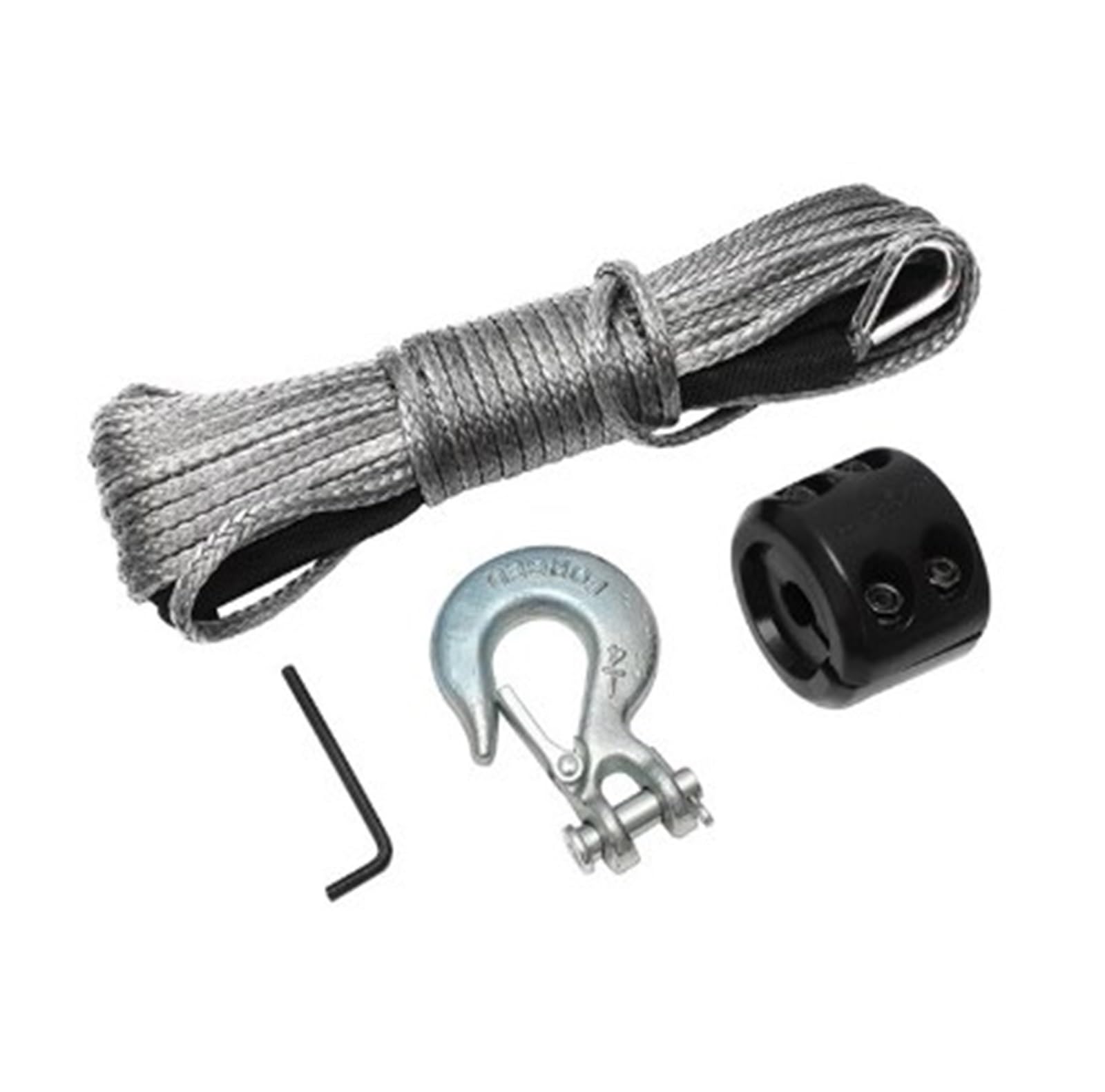 15M 10000LBS Synthetisches Windenseil, Leitungswiederherstellungskabel for Off-Road-Allradfahrzeuge, ATV, UTV, LKW, Boot, SUV, Synthetisches Windenschleppseil(Winch Rope kit) von BASSFLY