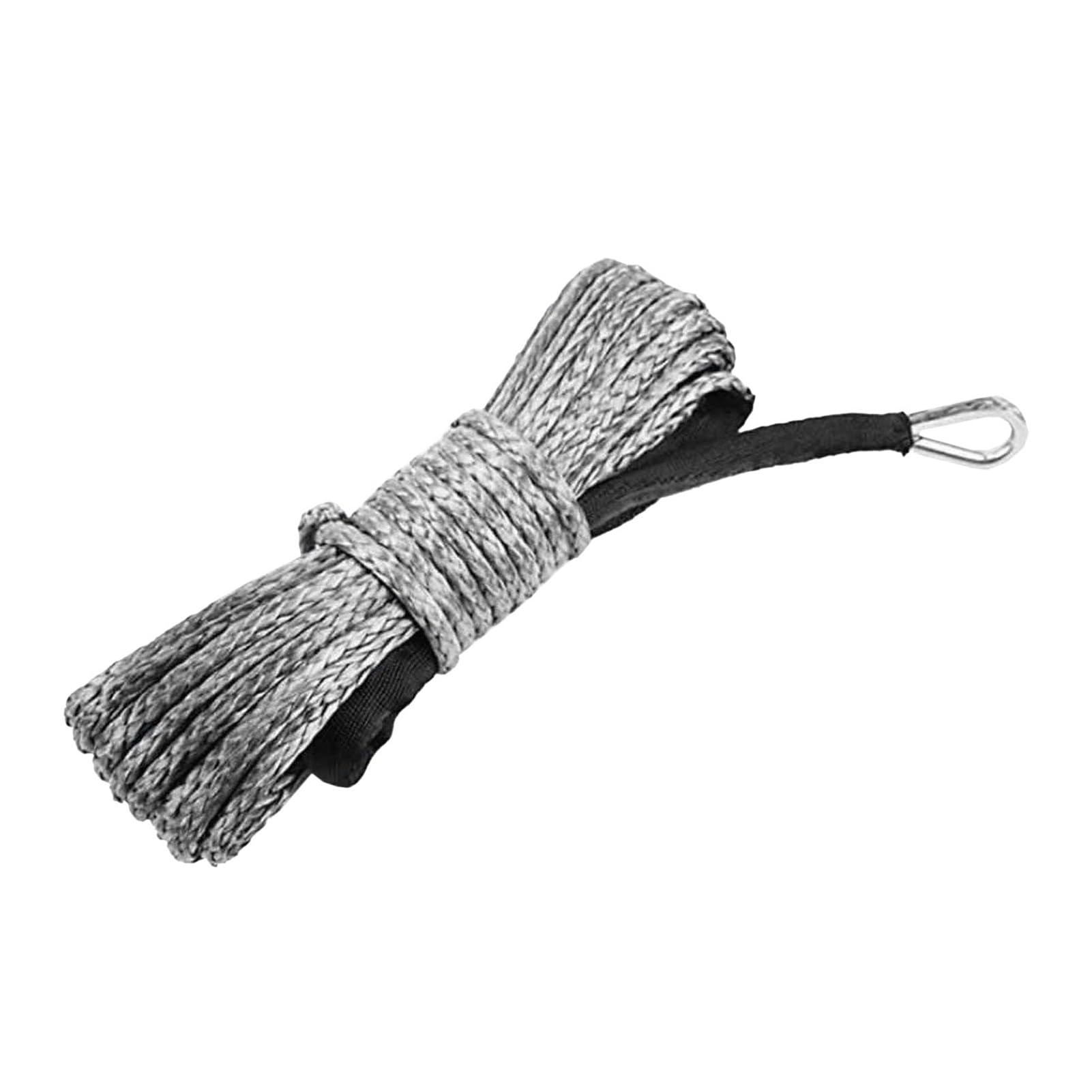 15M 6mm Winde Seil Anhänger String Linie Kabel Synthetische Zugseil Mit Haken Auto Notfall String 7700lbs for ATV UTV LKW Boot(Grey) von BASSFLY