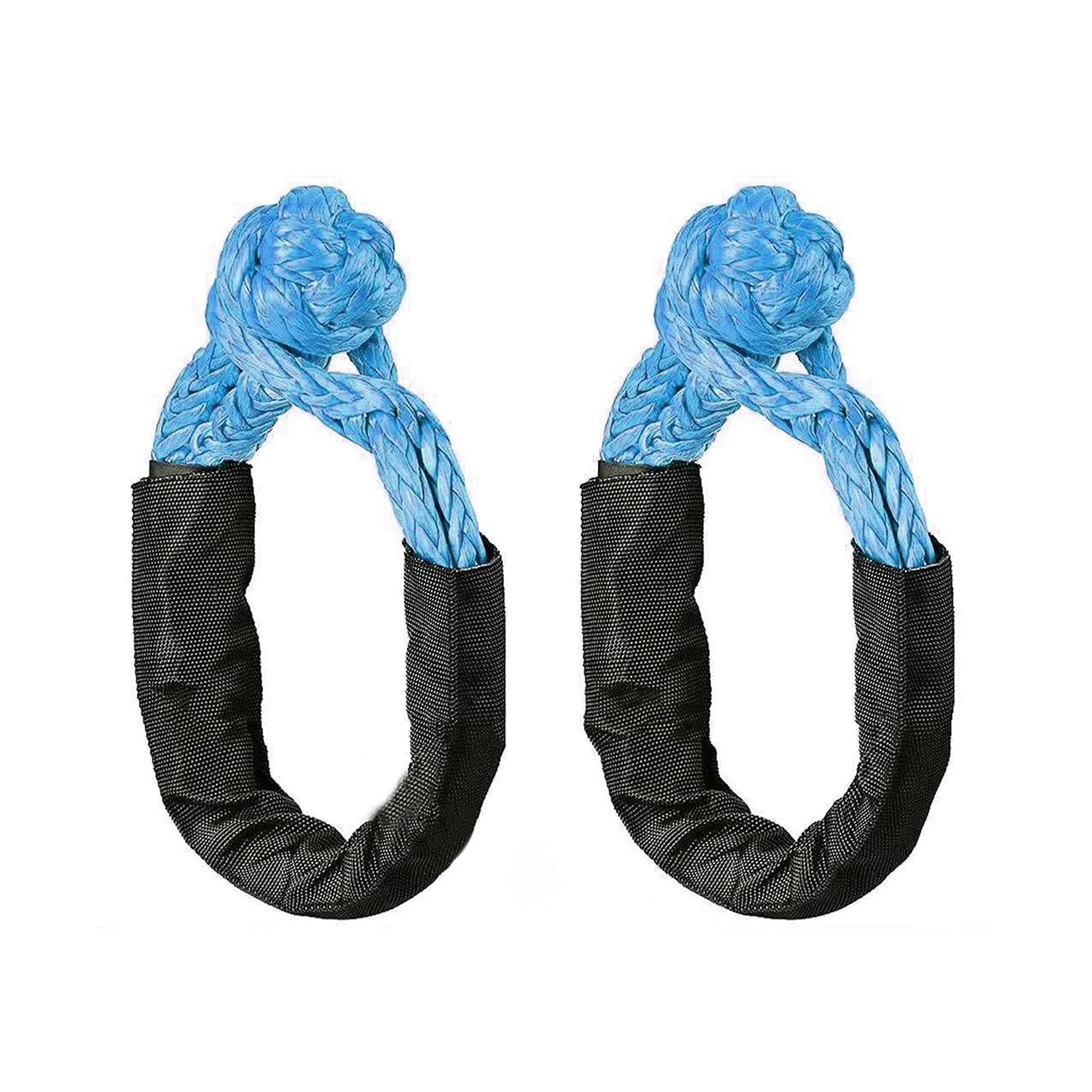 2 stücke Weiche Schäkel Seil Synthetische Off Road Abschleppen ATV Winde Recovery Zubehör Mit Schutzhülle Strap Anhänger Tragbare(Blue) von BASSFLY