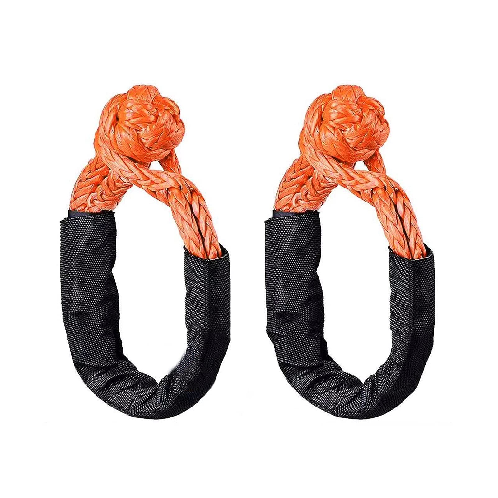 2 stücke Weiche Schäkel Seil Synthetische Off Road Abschleppen ATV Winde Recovery Zubehör Mit Schutzhülle Strap Anhänger Tragbare(Dark Orange) von BASSFLY