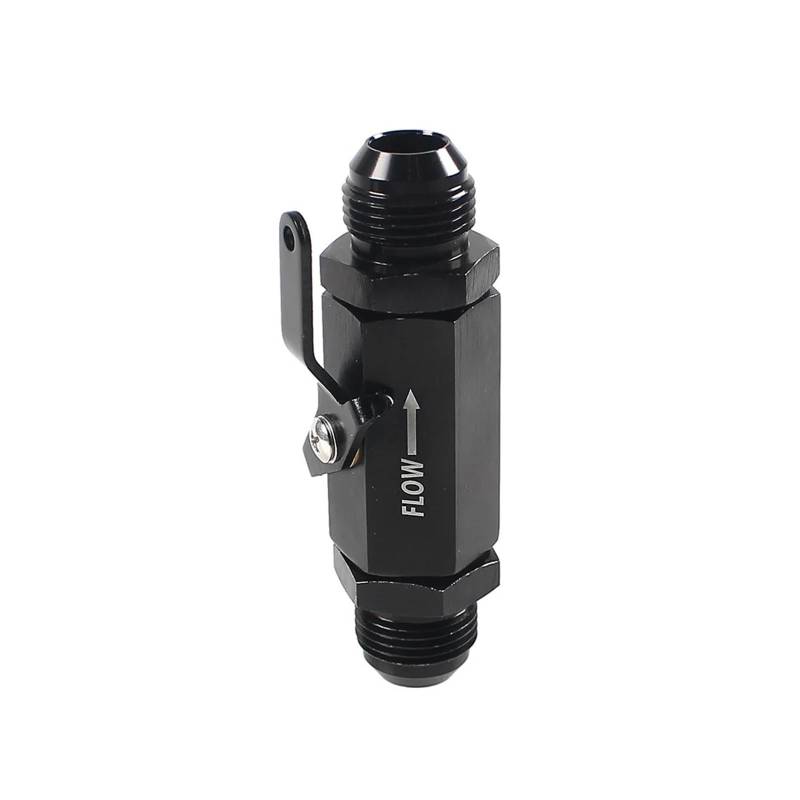 2PC Auto ​AN6 Inline-Kraftstoffabsperrventil abschneiden, ausschalten mit Kabelhebel 6AN Aluminium schwarz für Diesel-Kerosin-Transformatoröl von BASSFLY