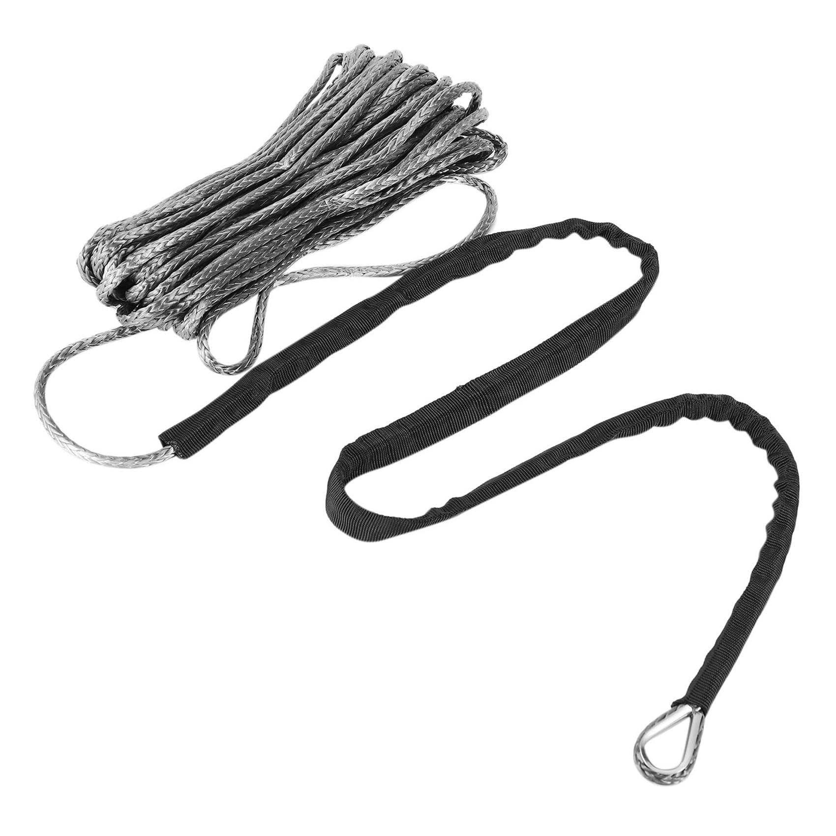 3/16 Zoll x 50 Zoll 7700LBs Synthetisches Windenseil-Kabelseil mit Schutzhülse for ATV UTV (grau) von BASSFLY