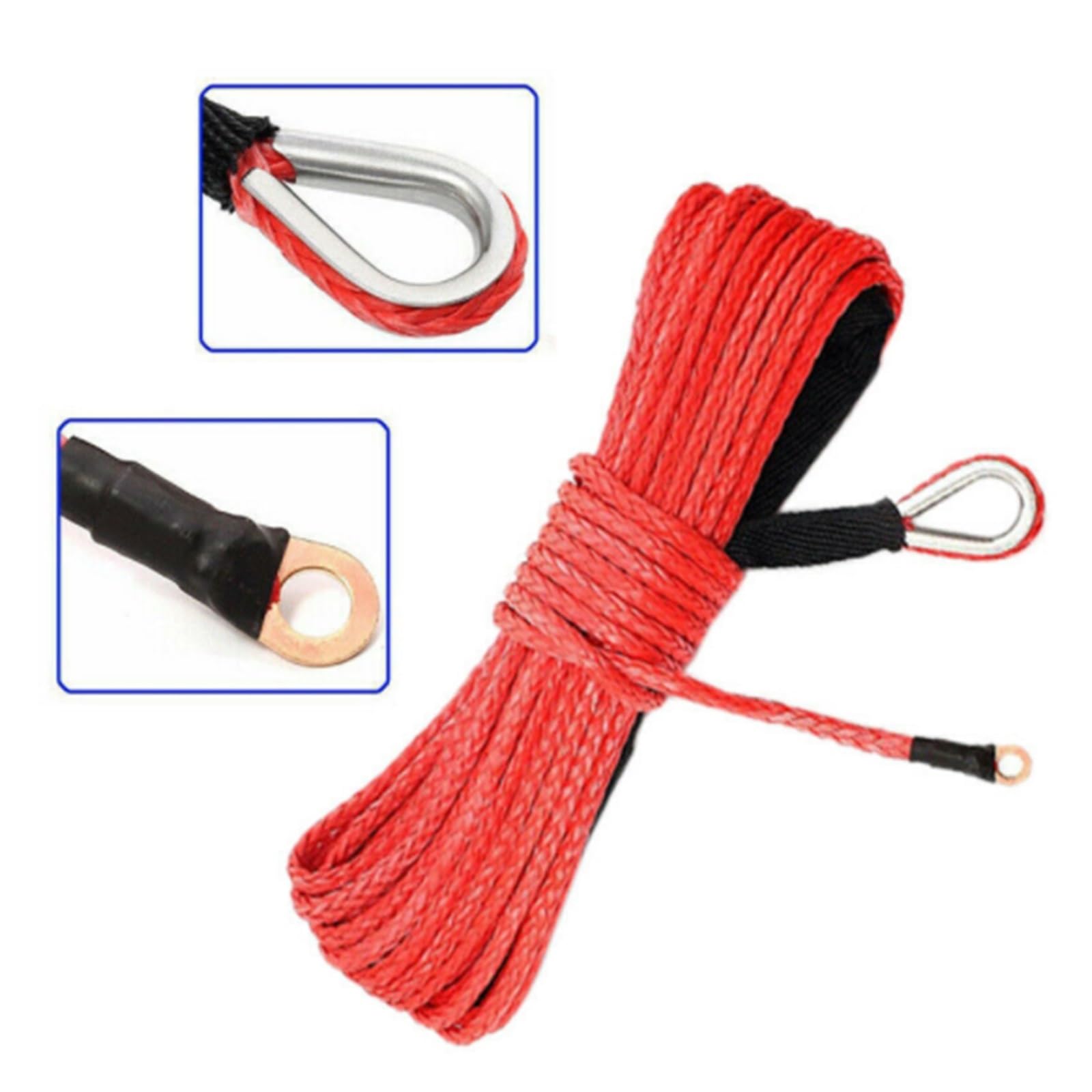 4,8 mm * 15 m (2,5 Tonnen) Synthetisches Windenseil-Bergungskabel for ATV, UTV, LKW, Boot, Winde, Abschleppseil(Rood) von BASSFLY