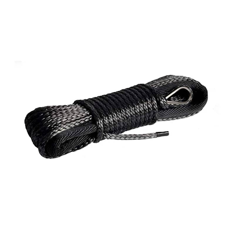4 mm x 30 m, Polyethylen, starke Traktion, elektrische Windenleine, Abschleppseil, synthetisches UHMWPE-Seil mit schwarzer Schutzhülle von BASSFLY
