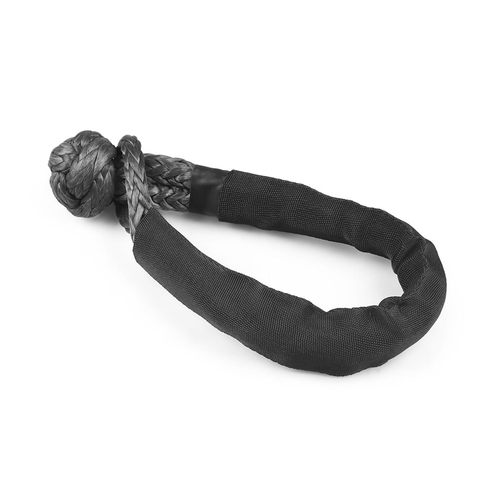 41000lbs Windenseil, synthetischer weicher Schäkel + Bergungsring-Set, robuste Schäkel mit Schutzhülle for die Bergung von LKW-Fahrzeugen(Black Only Rope) von BASSFLY