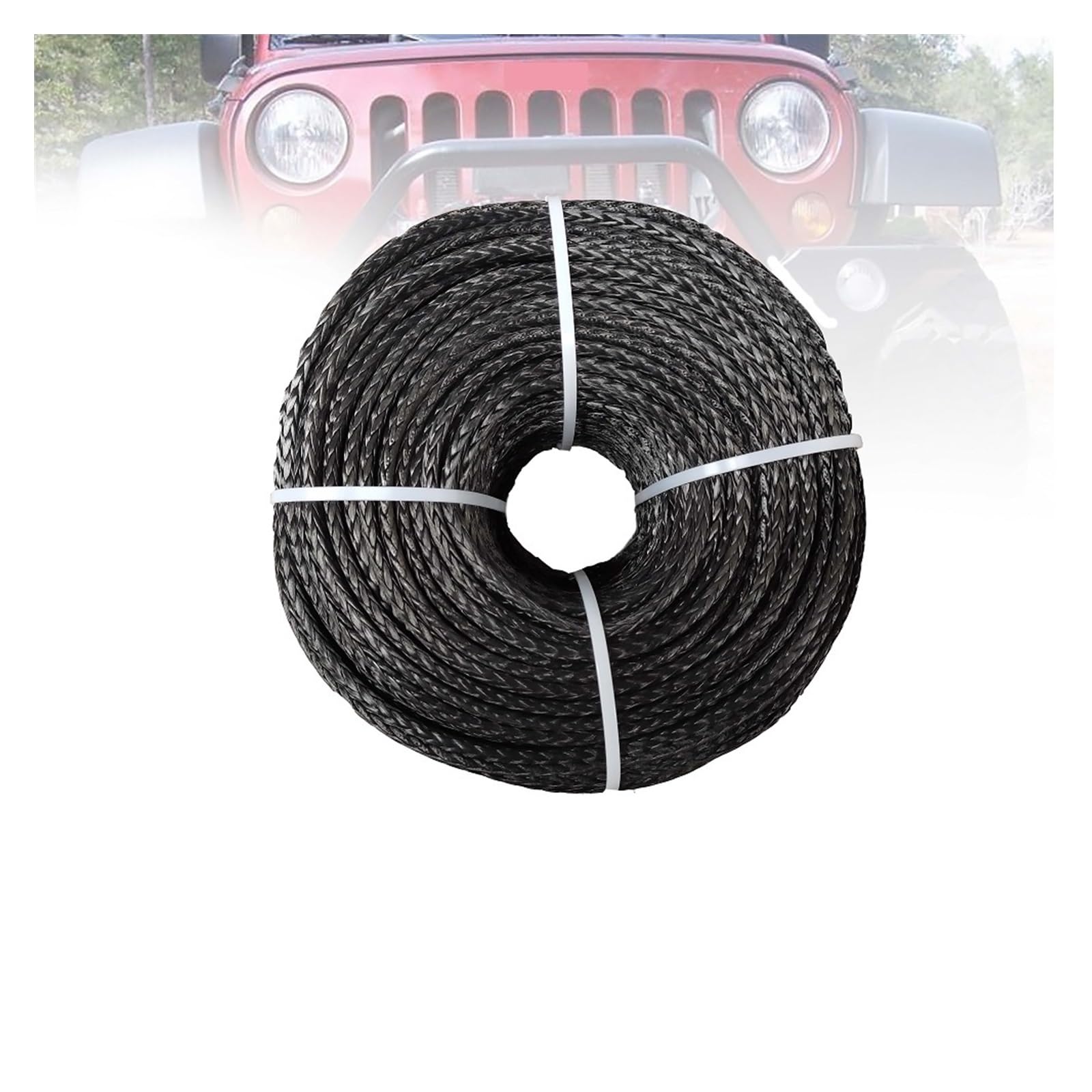 6 mm 100 m UHMWPE-Segelflugzeug-Windenseil for Geländewagen, ATV, UTV, SUV, LKW, Boot, Windenzubehör(Noir) von BASSFLY