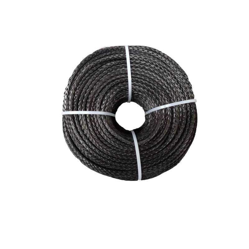 6 mm x 100 m UHMWPE-Faser Synthetisches Winden-Abschleppseil/Kabel for ATV UTV SUV 4X4 4WD Off-Road(Noir) von BASSFLY
