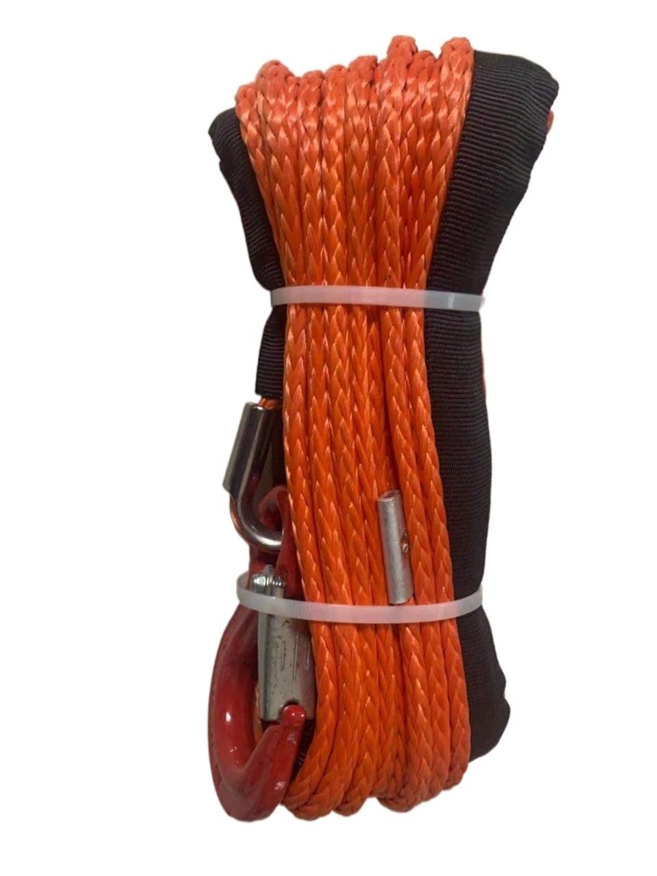 6 mm x 15 m Plasmakabel, synthetische Winde mit Hakenleine, Uhmwpe-Seil mit Mantel, Autozubehör(Orange) von BASSFLY