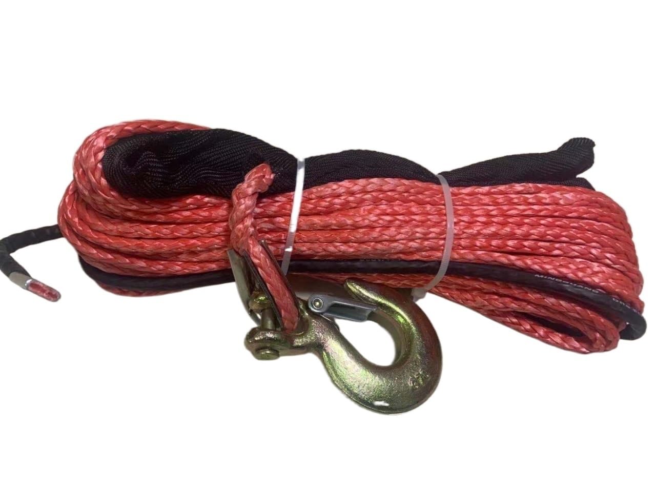 6 mm x 15 m Plasmakabel, synthetische Winde mit Hakenleine, Uhmwpe-Seil mit Mantel, Autozubehör(Rood) von BASSFLY