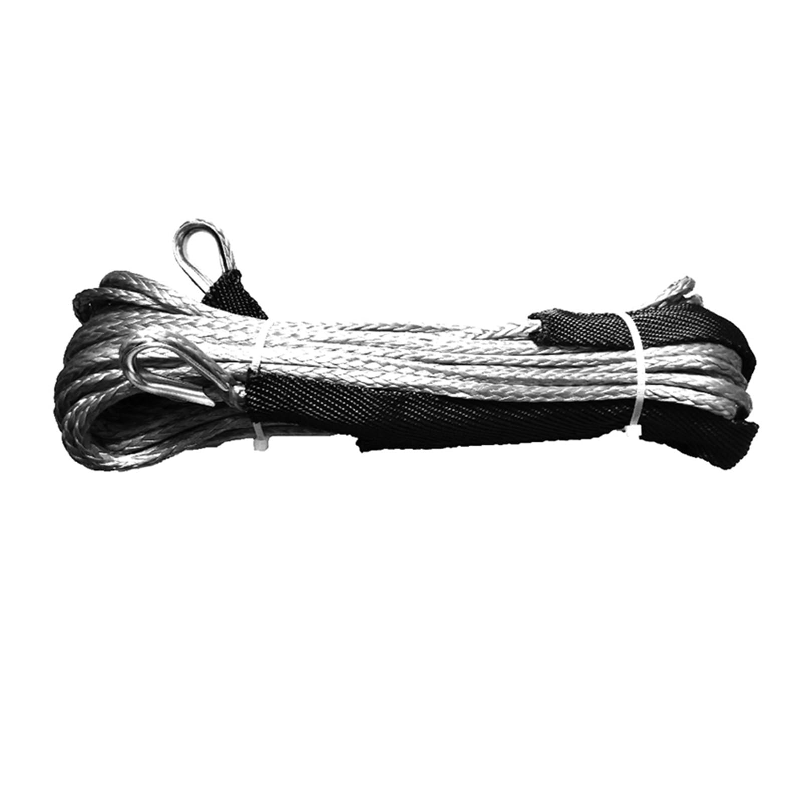 6 mm x 30 m Synthetisches Windenseil, UHMWPE-Plasmaseil mit Kausche an beiden Enden(Grey) von BASSFLY