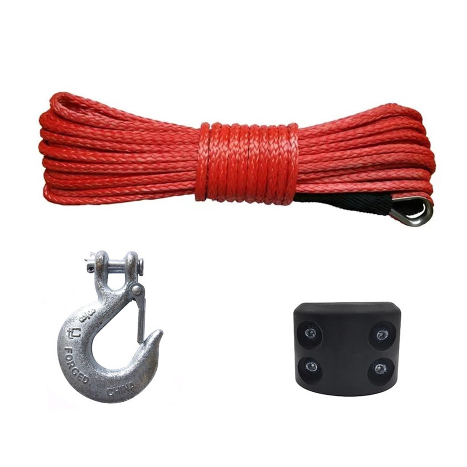 7700LBs Windenleine Kabel Seilwinden Abschlepphaken Stopper Gummi for ATV SUV UTV Truck Offroad Zubehör Windenseil Abschleppgurt(1 Set red) von BASSFLY