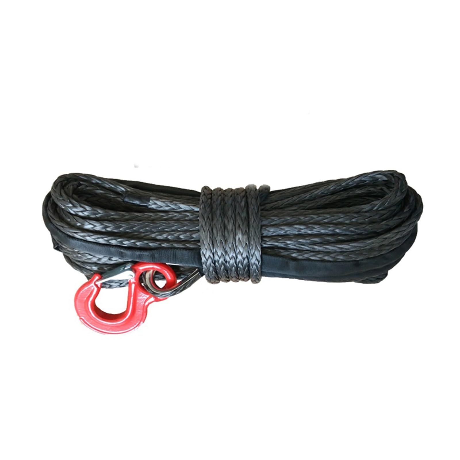 8 mm x 30 m Windenleine aus UHMWPE-Faser mit Haken, graue Farbe for Geländewagen, SUV(Noir) von BASSFLY