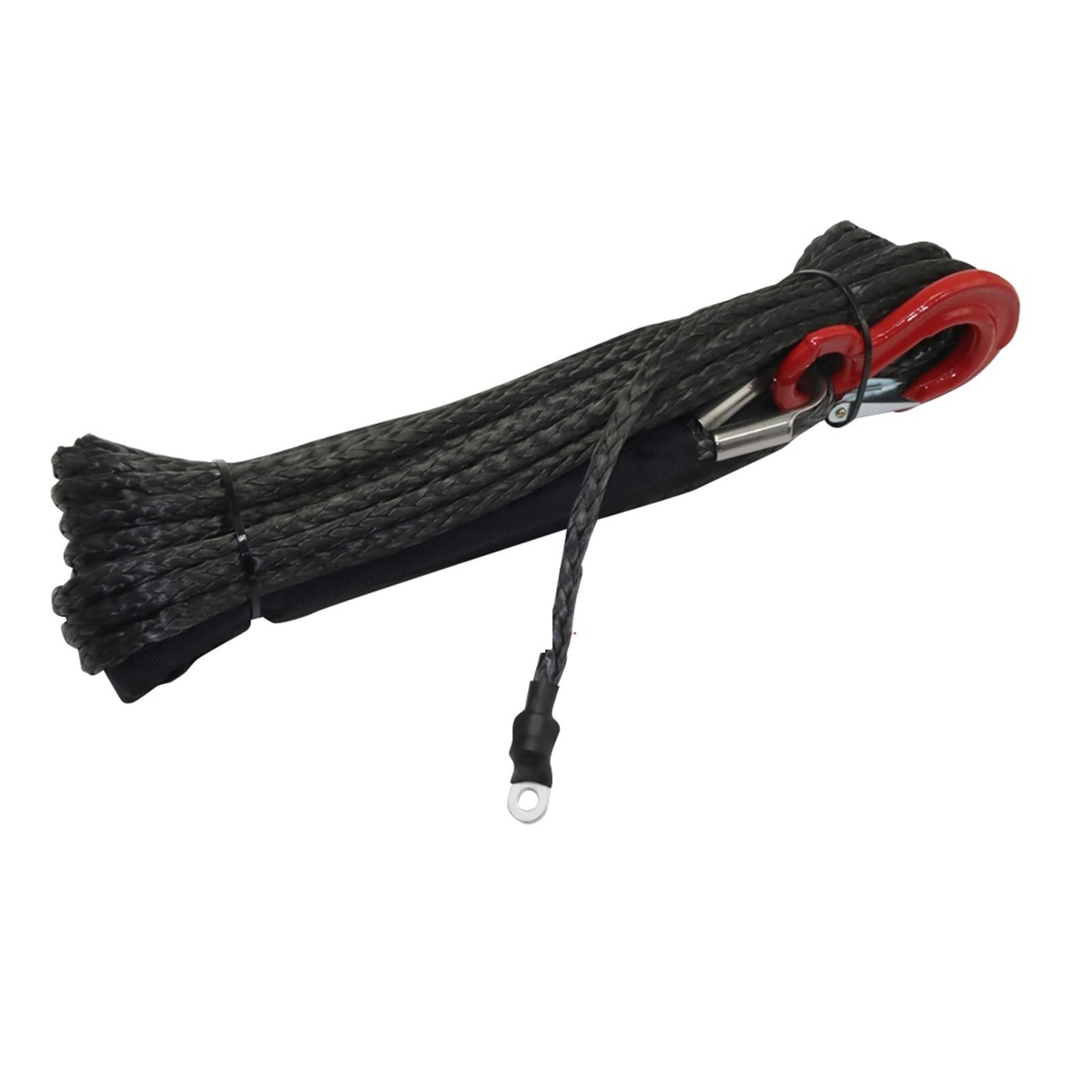 8mm * 15m Synthetische Winde Seil Abschleppen Auto 4x4 Zubehör Off Road Anhänger Strap Bruchfestigkeit max 20500LBS for ATV SUV Fahrzeug(8mmX15m Black) von BASSFLY