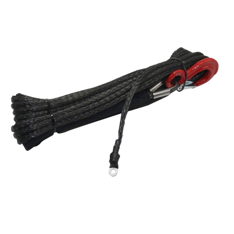8mm * 15m Synthetische Winde Seil Abschleppen Auto 4x4 Zubehör Off Road Anhänger Strap Bruchfestigkeit max 20500LBS for ATV SUV Fahrzeug(8mmX15m Black) von BASSFLY