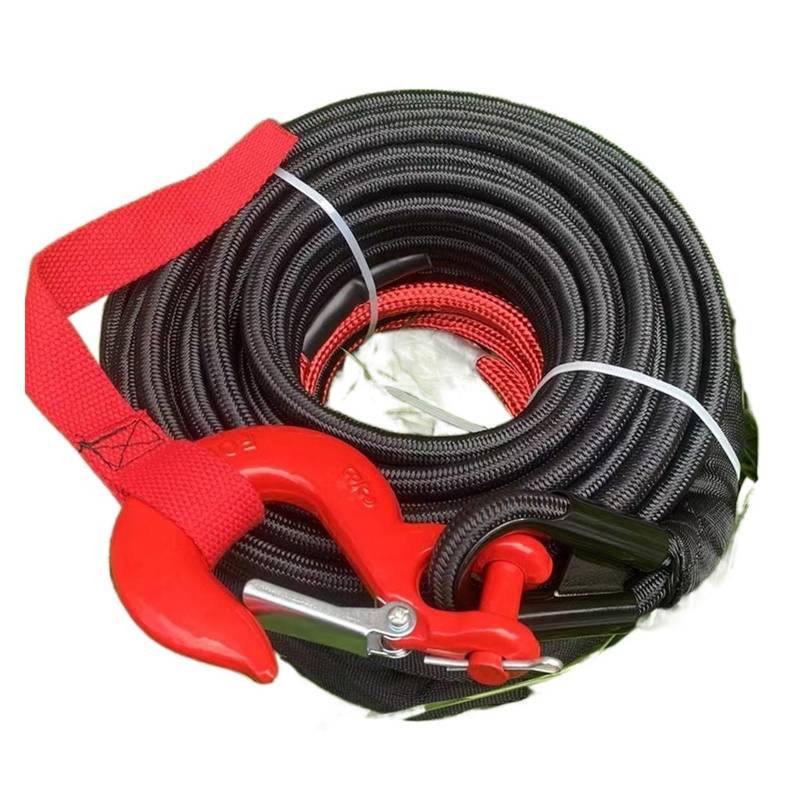 Abschleppseil 10 mm x 25 m Windenseil 9,5 Tonnen for SUV-Selbsthilfe Superhochmolekulares Seil Abschlepphaken Streamer Doppelwindenseil(1/2") von BASSFLY