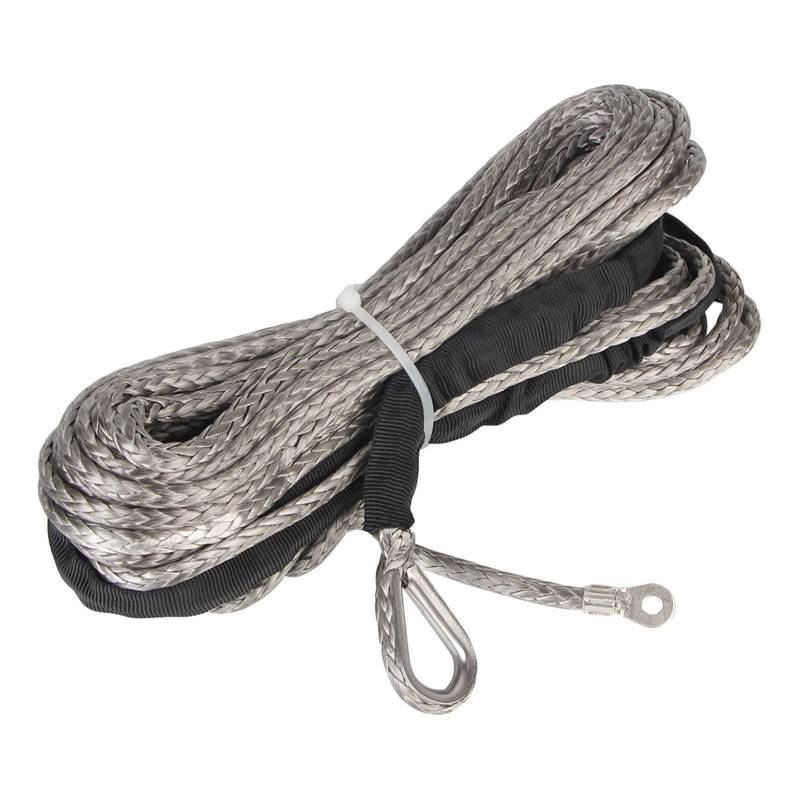 Abschleppseil Windenkabel, 1/4'' 50FT/15m Kunstfaserschnur 7700Lbs for ATV UTV Off-Road(Gris) von BASSFLY