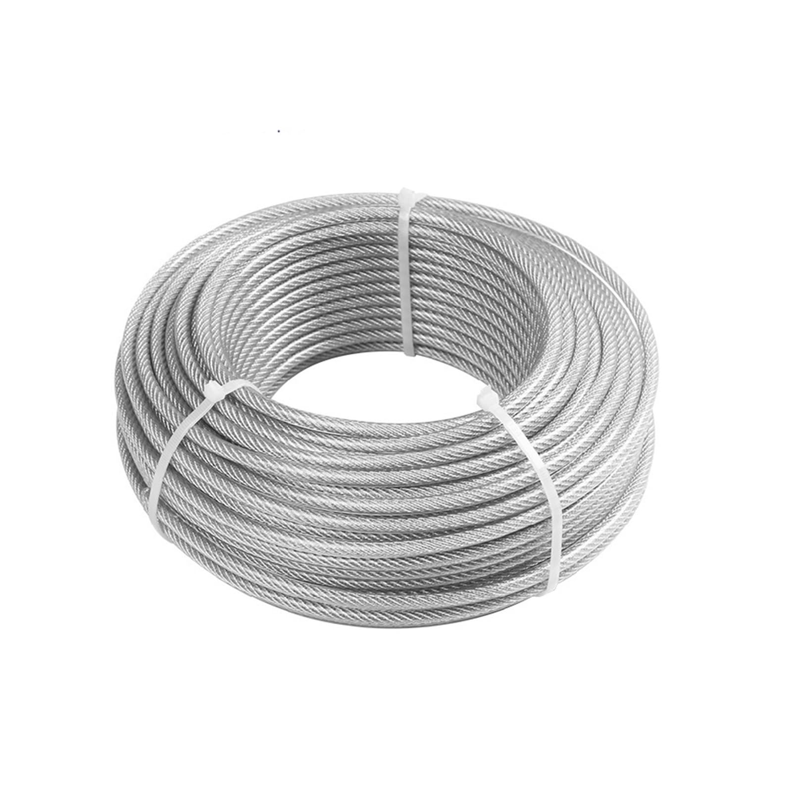 Drahtseil, Hebedrahtseil, 50 m, 304 Edelstahl-Drahtseil, weich, mit beschichtetem 3 mm Hebekabel, 7 x 7 Wäscheleine Drahtseil, Hebedrahtseil, 50 m, 304 Edelstahl-Drahtseil, weich, mit beschichtetem 3 mm Hebekabel, 7 x 7 Wäscheleine von BASSFLY