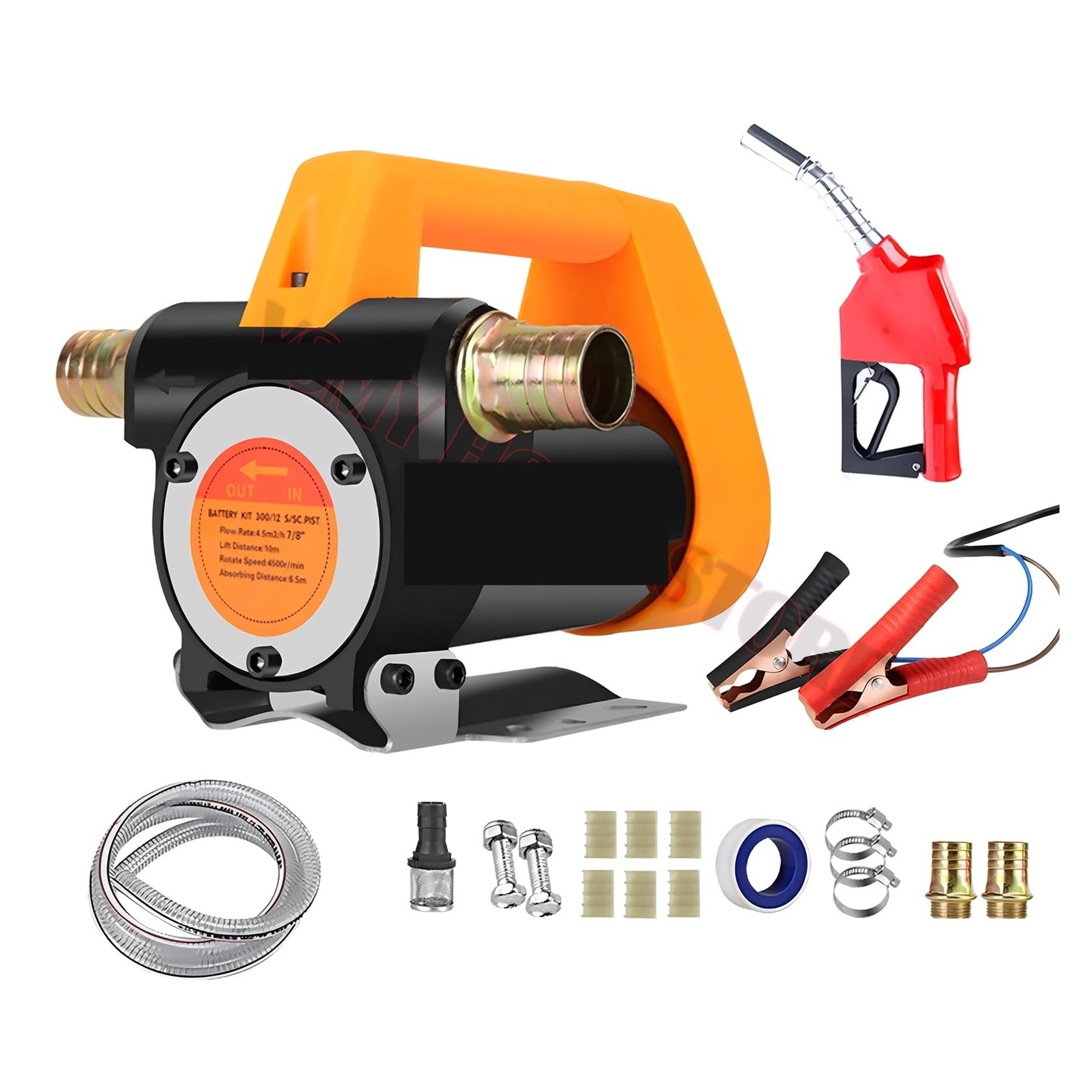Kraftstofftransferpumpen-Kit, 12 GPM tragbare elektrische selbstansaugende 12 V / 220 990 W transferpumpe for, Kerosin für Diesel-Kerosin-Transformatoröl(12V-6M Hose-nozzle) von BASSFLY