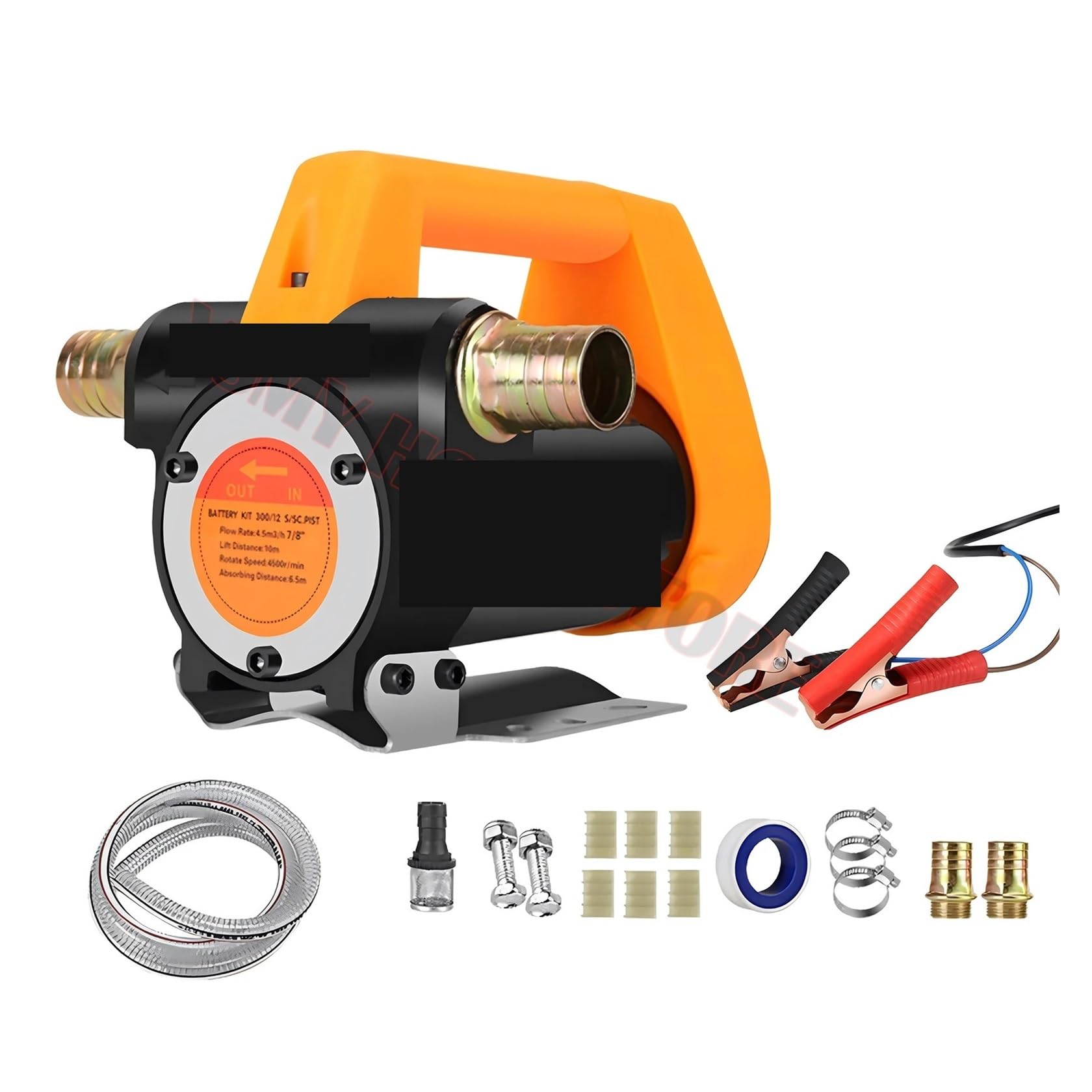 Kraftstofftransferpumpen-Kit, 12 GPM tragbare elektrische selbstansaugende 12 V / 220 990 W transferpumpe for, Kerosin für Diesel-Kerosin-Transformatoröl(12V host - 6M Hose) von BASSFLY