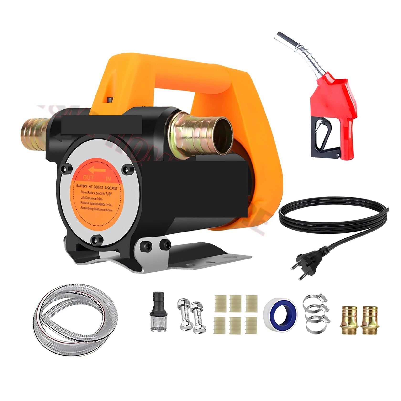 Kraftstofftransferpumpen-Kit, 12 GPM tragbare elektrische selbstansaugende 12 V / 220 990 W transferpumpe for, Kerosin für Diesel-Kerosin-Transformatoröl(220V-6M Hose-nozzle) von BASSFLY