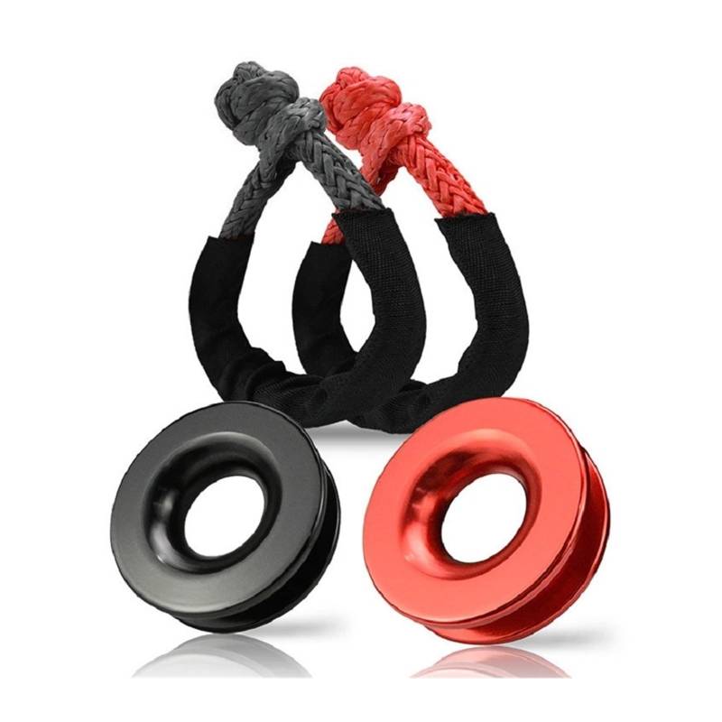 Seilschäkel Synthetisches Auto Flexible Schäkel 55000lbs Bergungsring Anhänger Abschleppgurt Zug 17t Auto kaputt Windenzubehör(2 Sets) von BASSFLY