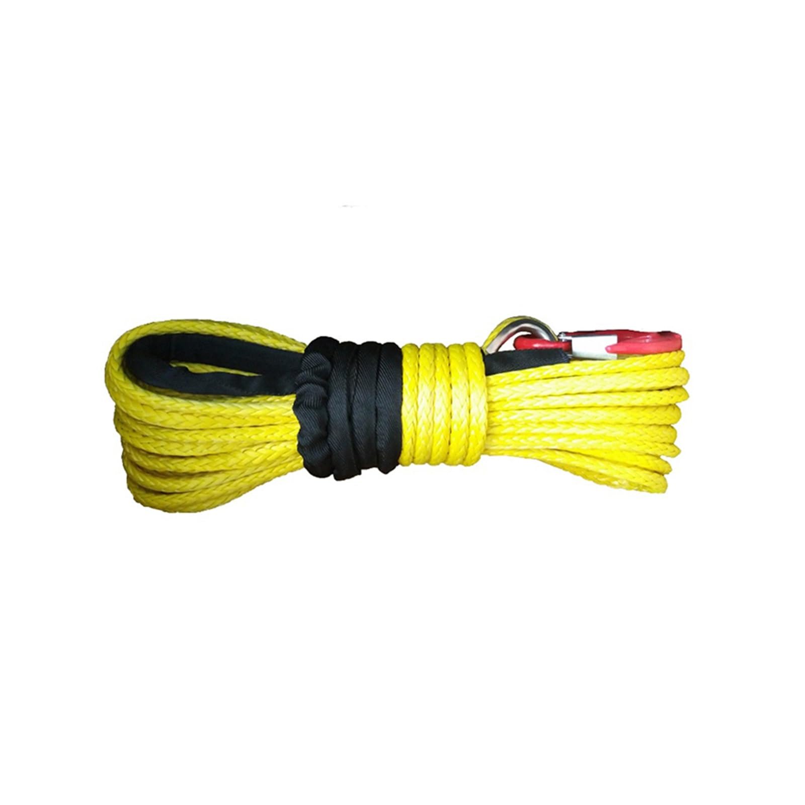 Synthetisches Windenleinen-Kabelseil, Synthetisches Windenseil 3/8 Zoll 100 Fuß Offroad 4WD UHMWPE-Seil (Orange, Gelb, Schwarz)(Yellow) von BASSFLY