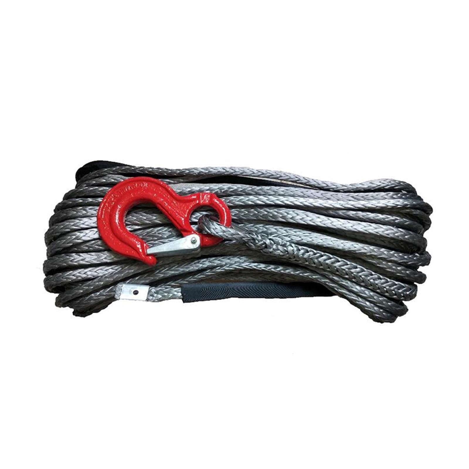 Synthetisches Windenseil, Leitungskabel, 12 mm x 30 m, UHMWPE-Faser, Synthetisches Windenseil mit Haken for ATV/UTV/4WD/4X4/OFFROAD(Noir) von BASSFLY
