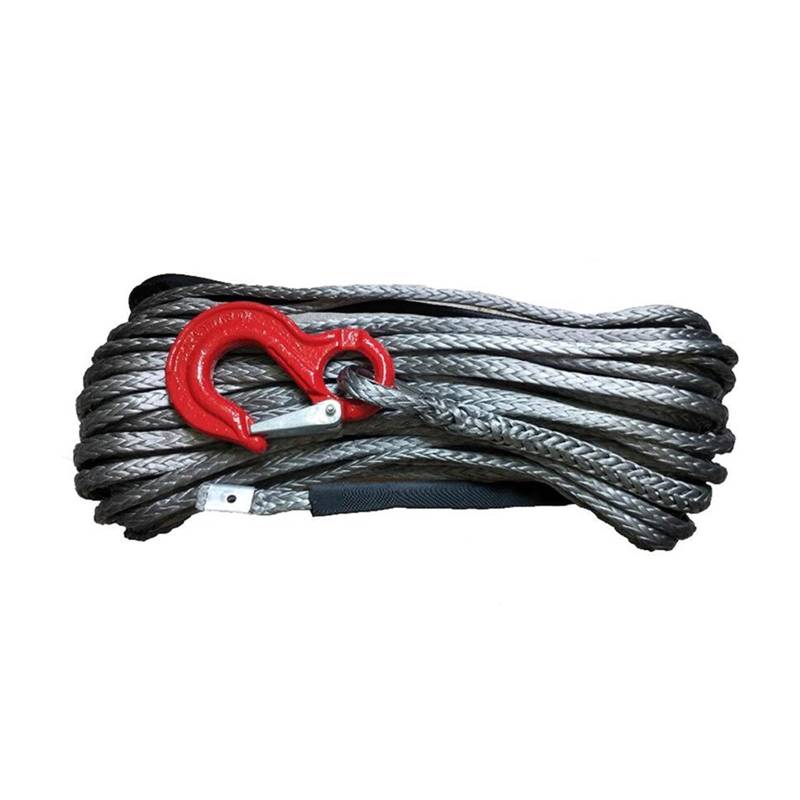 Synthetisches Windenseil, Leitungskabel, 12 mm x 30 m, UHMWPE-Faser, Synthetisches Windenseil mit Haken for ATV/UTV/4WD/4X4/OFFROAD(Noir) von BASSFLY