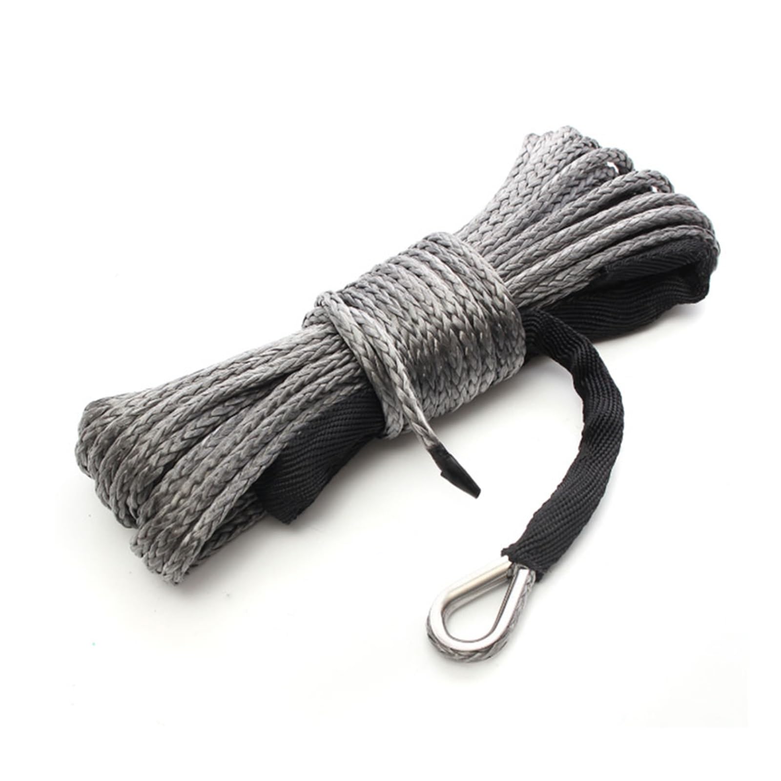 Windenseil Schnurleitungskabel mit Mantel Graues Synthetisches Abschleppseil 15 m 7700LBs Autowasch-Wartungsschnur for ATV UTV Off-Road(Grey) von BASSFLY