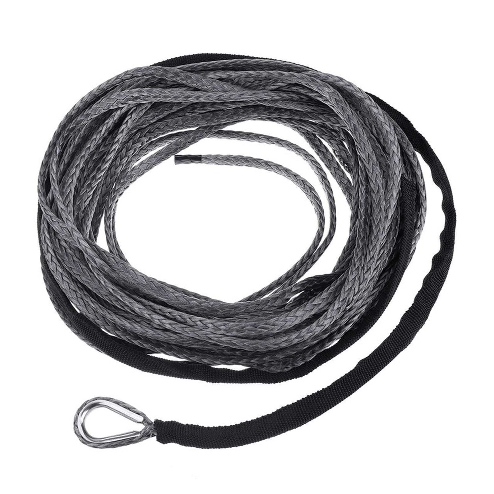 Windenseil Schnurleitungskabel mit Mantel Graues Synthetisches Abschleppseil 15 m 7700LBs Autowasch-Wartungsschnur for ATV UTV Off-Road(Gris) von BASSFLY