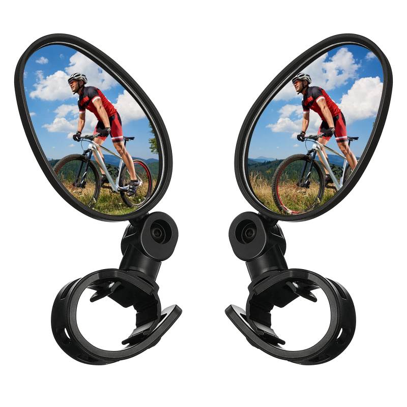 Fahrradspiegel, Fahrrad Rückansicht Spiegel, 360° Drehbarer Fahrradspiegel, Fahrrad Spiegel, 2 Stücke Fahrradspiegel Rückspiegel für Universal Radfahren Fahrrad, Mountainbike, Rennräder (Ellipse) von BASTOUR