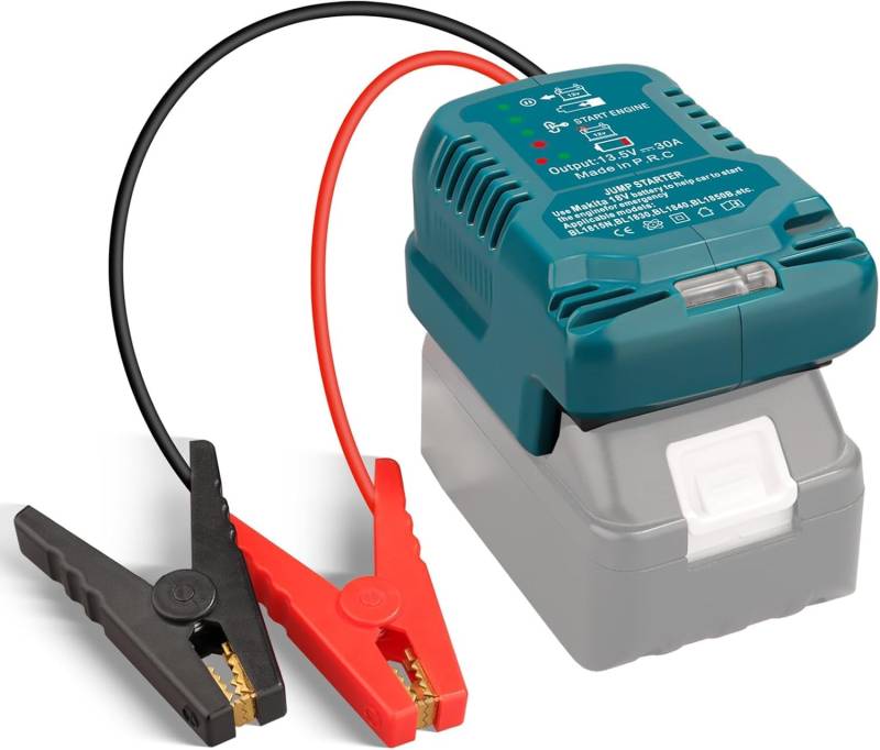 BAT20TL Auto Starthilfe Adapter für Makita 18V Akku, 18V Akku Jump Starter Adapter mit Starthilfekabel kompatibel mit Makita18V Akku auf für 12V Fahrzeuge von BAT20TL
