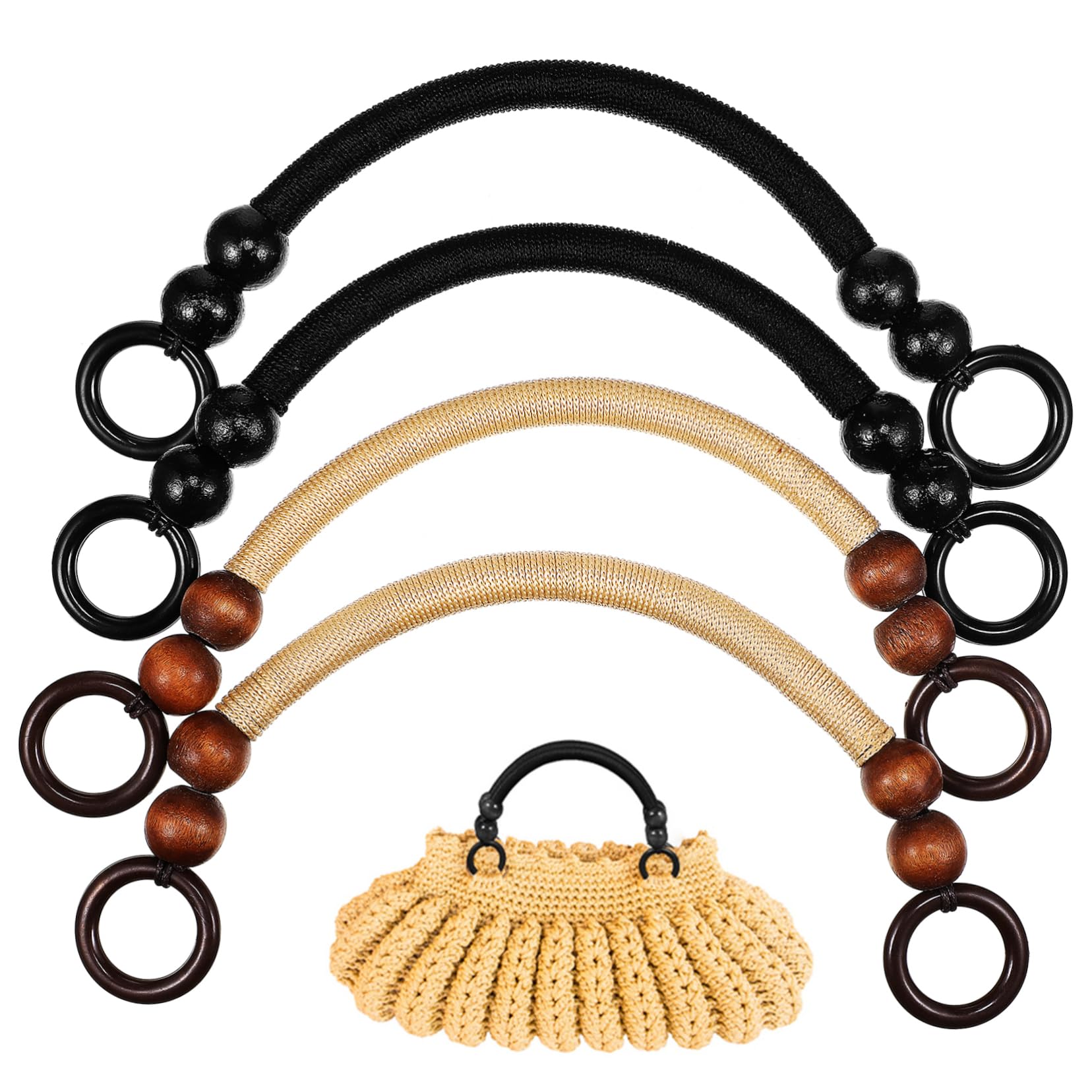 BATHVEVE 4Stücke Teiliges Hölzerne Perlen Taschengriffe Nylonseil für DIY Handtaschen Schultertaschen und Geldbörsen Ersatzgriffe BATHVEVE 4Stücke Teiliges Hölzerne Perlen Taschengriffe Nylonseil für DIY Handtaschen Schultertaschen und Geldbörsen Ersatzgriffe von BATHVEVE